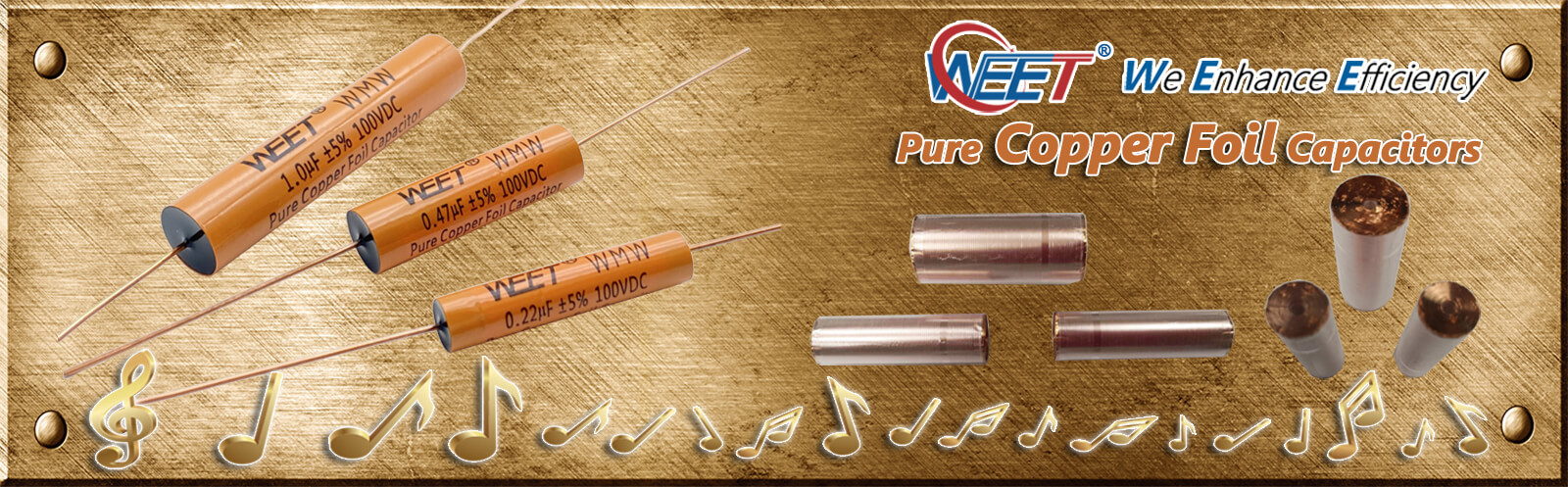 WEET WMW 100V Pure Copper Foil MKP Capacitor Low DF Best Suitable For Audio Cross Audyn True Copper 
