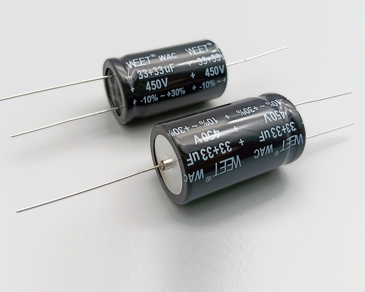 WAC 450VDC 33+33uF Polarized Alum.Elec.Capacitors